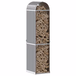vidaXL Log Holder Firewood Rack Log Wood Storage Light Grey Galvanised Steel