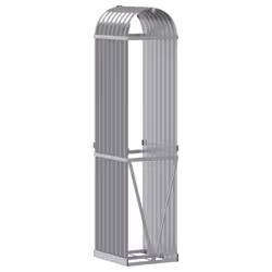 vidaXL Log Holder Firewood Rack Log Wood Storage Light Grey Galvanised Steel - Additional view 5