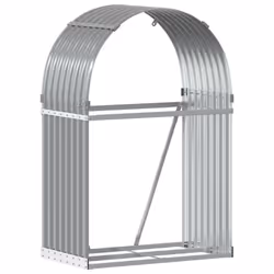 vidaXL Log Holder Firewood Rack Log Wood Storage Light Grey Galvanised Steel