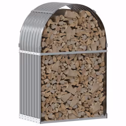 vidaXL Log Holder Firewood Rack Log Wood Storage Light Grey Galvanised Steel