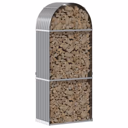 vidaXL Log Holder Firewood Rack Log Wood Storage Light Grey Galvanised Steel