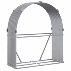 vidaXL Log Holder Firewood Rack Log Wood Storage Light Grey Galvanised Steel