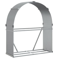 vidaXL Log Holder Firewood Rack Log Wood Storage Light Grey Galvanised Steel