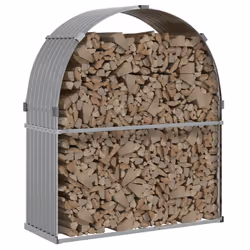 vidaXL Log Holder Firewood Rack Log Wood Storage Light Grey Galvanised Steel