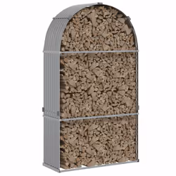 vidaXL Log Holder Firewood Rack Log Wood Storage Light Grey Galvanised Steel