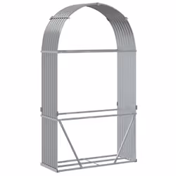 vidaXL Log Holder Firewood Rack Log Wood Storage Light Grey Galvanised Steel - Additional view 5