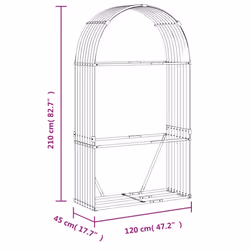 vidaXL Log Holder Firewood Rack Log Wood Storage Light Grey Galvanised Steel - Additional view 8