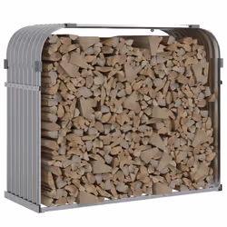 vidaXL Log Holder Firewood Rack Log Wood Storage Light Grey Galvanised Steel