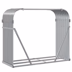 vidaXL Log Holder Firewood Rack Log Wood Storage Light Grey Galvanised Steel - Additional view 5