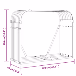 vidaXL Log Holder Firewood Rack Log Wood Storage Light Grey Galvanised Steel - Additional view 8
