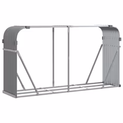 vidaXL Log Holder Firewood Rack Log Wood Storage Light Grey Galvanised Steel