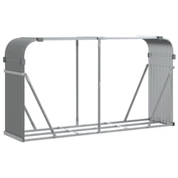 vidaXL Log Holder Firewood Rack Log Wood Storage Light Grey Galvanised Steel