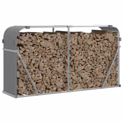 vidaXL Log Holder Firewood Rack Log Wood Storage Light Grey Galvanised Steel