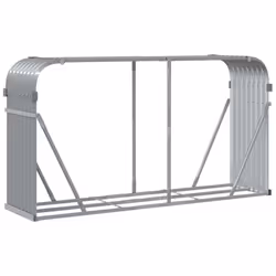 vidaXL Log Holder Firewood Rack Log Wood Storage Light Grey Galvanised Steel - Additional view 5