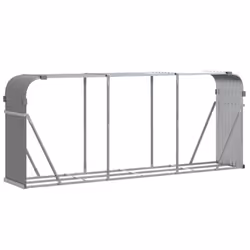 vidaXL Log Holder Firewood Rack Log Wood Storage Light Grey Galvanised Steel