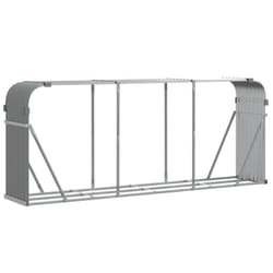 vidaXL Log Holder Firewood Rack Log Wood Storage Light Grey Galvanised Steel