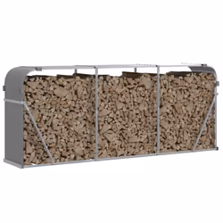 vidaXL Log Holder Firewood Rack Log Wood Storage Light Grey Galvanised Steel