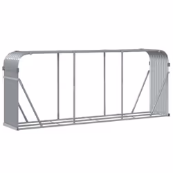 vidaXL Log Holder Firewood Rack Log Wood Storage Light Grey Galvanised Steel - Additional view 5