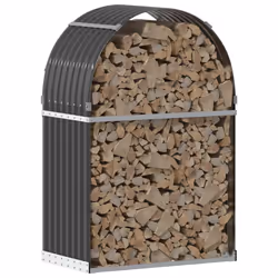 vidaXL Log Holder Firewood Rack Log Wood Storage Anthracite Galvanised Steel