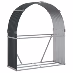 vidaXL Log Holder Firewood Rack Log Wood Storage Anthracite Galvanised Steel