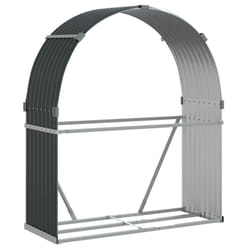 vidaXL Log Holder Firewood Rack Log Wood Storage Anthracite Galvanised Steel