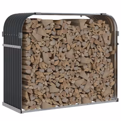 vidaXL Log Holder Firewood Rack Log Wood Storage Anthracite Galvanised Steel