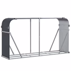 vidaXL Log Holder Firewood Rack Log Wood Storage Anthracite Galvanised Steel