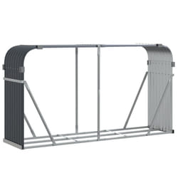 vidaXL Log Holder Firewood Rack Log Wood Storage Anthracite Galvanised Steel