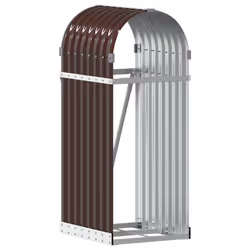 vidaXL Log Holder Firewood Rack Log Stand Wood Storage Brown Galvanised Steel