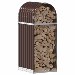 vidaXL Log Holder Firewood Rack Log Stand Wood Storage Brown Galvanised Steel