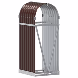vidaXL Log Holder Firewood Rack Log Stand Wood Storage Brown Galvanised Steel - Additional view 5