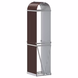 vidaXL Log Holder Firewood Rack Log Stand Wood Storage Brown Galvanised Steel - Additional view 5