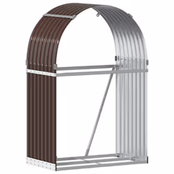 vidaXL Log Holder Firewood Rack Log Stand Wood Storage Brown Galvanised Steel
