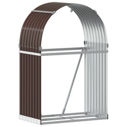 vidaXL Log Holder Firewood Rack Log Stand Wood Storage Brown Galvanised Steel