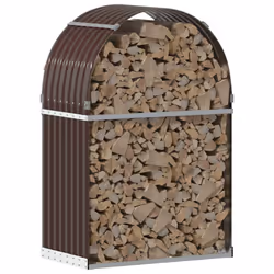 vidaXL Log Holder Firewood Rack Log Stand Wood Storage Brown Galvanised Steel