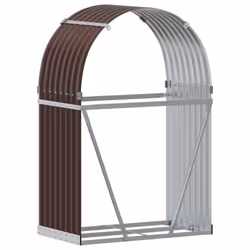 vidaXL Log Holder Firewood Rack Log Stand Wood Storage Brown Galvanised Steel - Additional view 5
