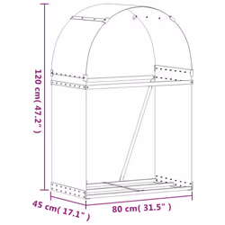 vidaXL Log Holder Firewood Rack Log Stand Wood Storage Brown Galvanised Steel - Additional view 8