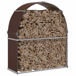 vidaXL Log Holder Firewood Rack Log Stand Wood Storage Brown Galvanised Steel