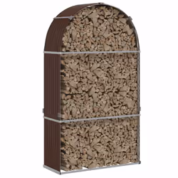 vidaXL Log Holder Firewood Rack Log Stand Wood Storage Brown Galvanised Steel