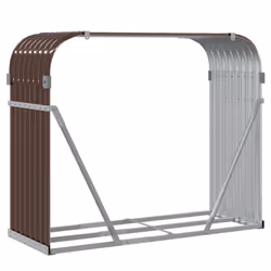 vidaXL Log Holder Firewood Rack Log Stand Wood Storage Brown Galvanised Steel - Additional view 5
