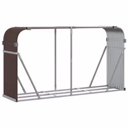 vidaXL Log Holder Firewood Rack Log Stand Wood Storage Brown Galvanised Steel