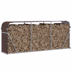 vidaXL Log Holder Firewood Rack Log Stand Wood Storage Brown Galvanised Steel