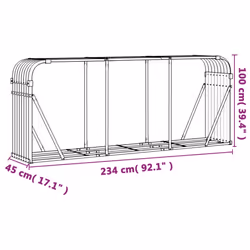 vidaXL Log Holder Firewood Rack Log Stand Wood Storage Brown Galvanised Steel