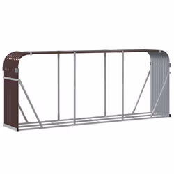 vidaXL Log Holder Firewood Rack Log Stand Wood Storage Brown Galvanised Steel - Additional view 5