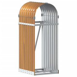 vidaXL Log Holder Firewood Rack Log Wood Storage Light Brown Galvanised Steel