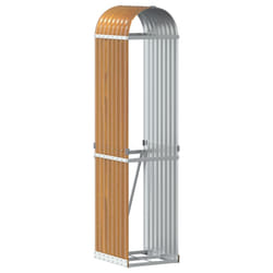 vidaXL Log Holder Firewood Rack Log Wood Storage Light Brown Galvanised Steel