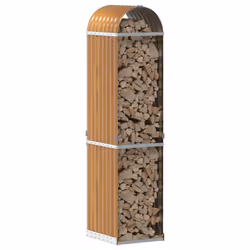 vidaXL Log Holder Firewood Rack Log Wood Storage Light Brown Galvanised Steel