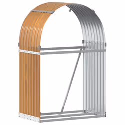 vidaXL Log Holder Firewood Rack Log Wood Storage Light Brown Galvanised Steel