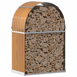 vidaXL Log Holder Firewood Rack Log Wood Storage Light Brown Galvanised Steel