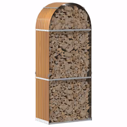 vidaXL Log Holder Firewood Rack Log Wood Storage Light Brown Galvanised Steel